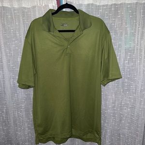 Mens Straight Down Golf Polo Olive Green Large